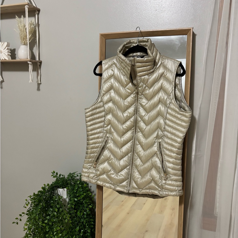 Vintage Calvin Klein Metallic Champagne Quilted Vest